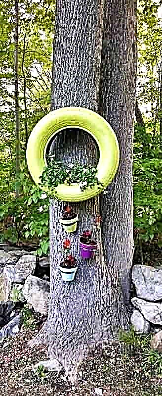 吊りタイヤプランターを作る|庭のデザインのアイデア